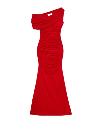 Blumarine One-shouldered Long Skirt In Red