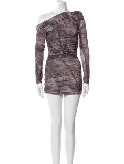 Pre-owned Blumarine One-shoulder Mini Dress In Gray