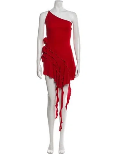 Pre-owned Blumarine One-shoulder Mini Dress In Red