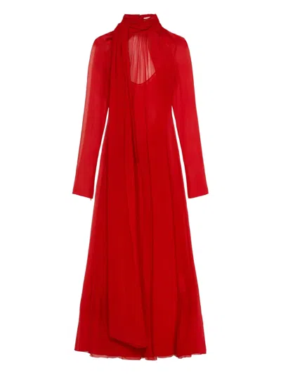Blumarine Open-back Sheer Maxi Dress In Red