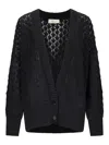 Blumarine Open-knit Buttoned Cardigan In Black