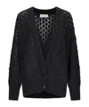 Blumarine Open-knit Buttoned Cardigan In Black