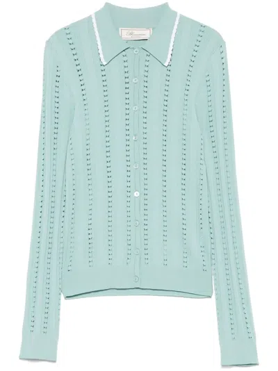 Blumarine Open-knit Cardigan In Blue