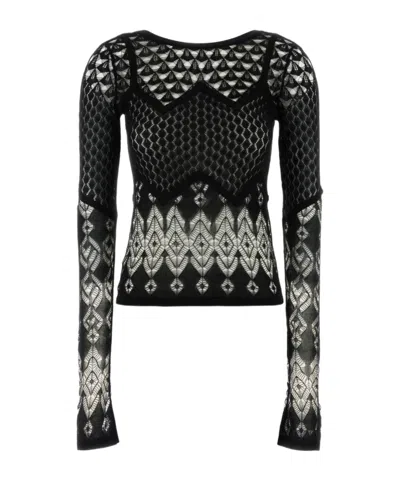 Blumarine Open Knit Jumper In Black