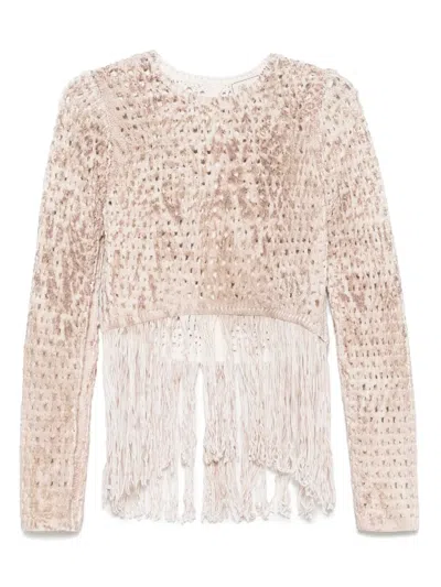 Blumarine Pullover Mit Lochstrickmuster In Nude