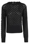 Blumarine Openwork Design Crew Neck Knit In Black
