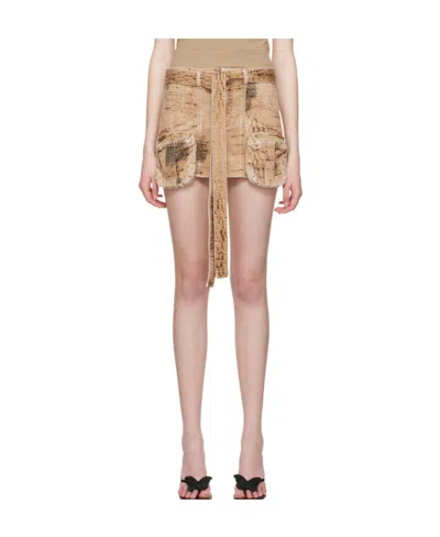 Blumarine Overalls Denim Miniskirt In Nude