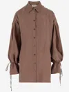 Blumarine Washed Gabardine Dress In Brown