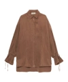 Blumarine Oversized Shirt In Washed Gabardine In Brown