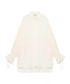 Blumarine Oversized Shirt In Washed Gabardine In White