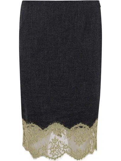 BLUMARINE GRISAILLE SKIRT,P522G223A C9854 DARK SHADOW GREEN
