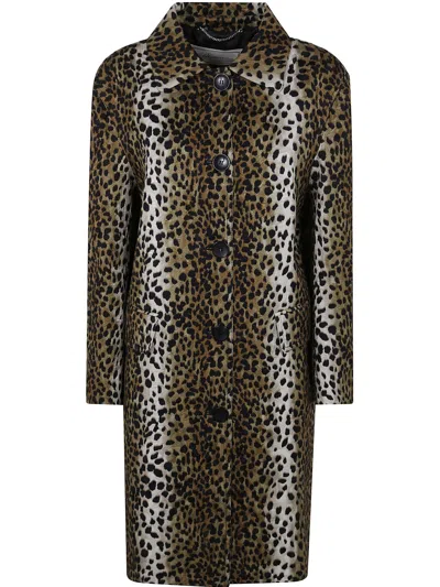 BLUMARINE JACQUARD PRNT COAT BY BLUMARINE,P522S093A M9905 BLACK COGNAC