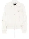 Blumarine Stretch Denim Zip Bomber Jacket In White Ice