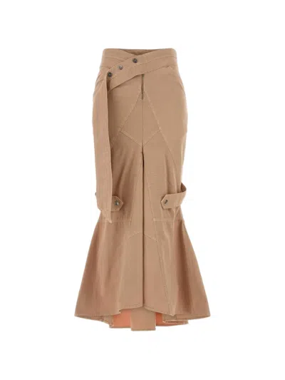 Blumarine 4j162a Canvas Long Skirt In Animal Print