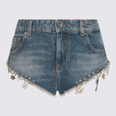 BLUMARINE BLUMARINE BLUE DENIM MINI SHORTS