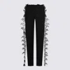 Blumarine Slim Fit High Waist Lace Detailing Trousers In Black