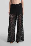 Blumarine Lace Floral Trousers In Black