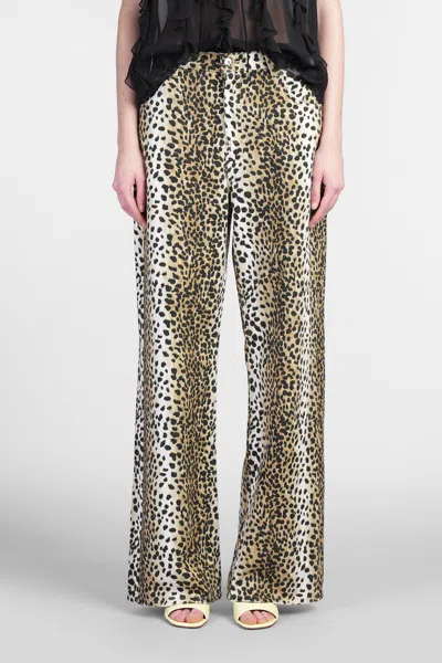 Blumarine Pants In Animalier Cotton In Black