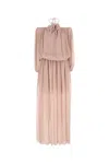 Blumarine Long Dress In Georgette With Balloon Sleeves In Pink