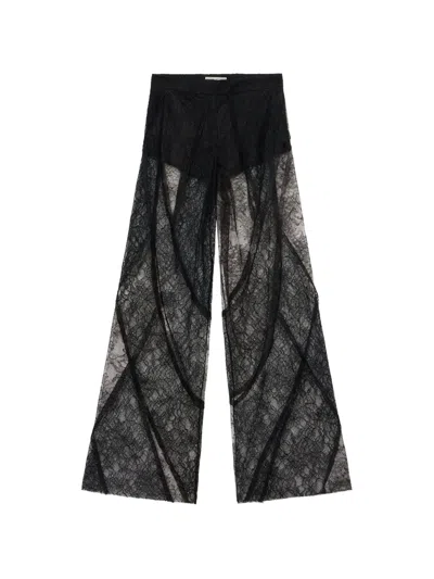 Blumarine Patchwork Lace Trousers In Black