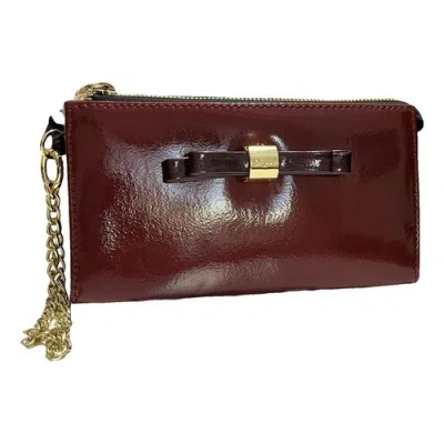 Pre-owned Blumarine Patent Leather Clutch Bag In Burgundy