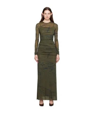 Blumarine Pattern Printed Dress In Green