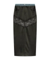Blumarine Long Straight Skirt With Lace Insert In Black