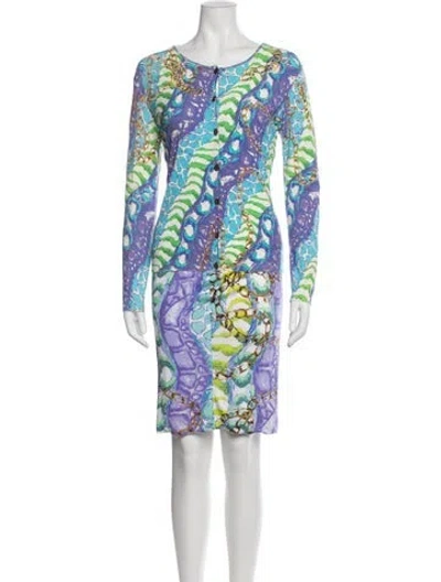 Pre-owned Blumarine Patterned Crystal Embellishments Pant Set In Green/purple