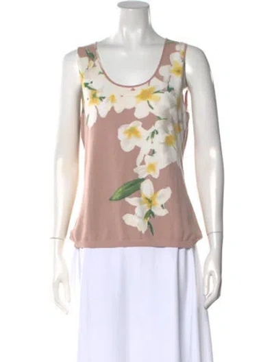 Pre-owned Blumarine Patterned Scoop Neck Top In Pink