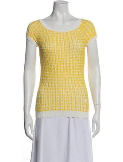 Pre-owned Blumarine Patterned Scoop Neck Top In Yellow