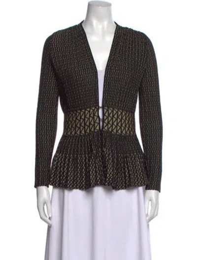 Pre-owned Blumarine Patterned V-neck Sweater In Black