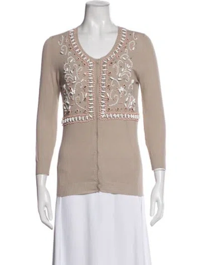 Pre-owned Blumarine Patterned V-neck Sweater In Neutral