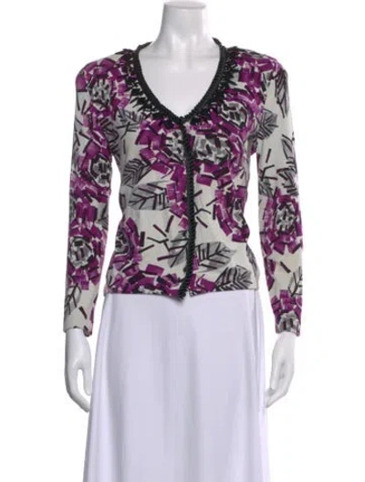 Pre-owned Blumarine Patterned V-neck Top In Multi