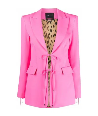 Blumarine Peak-lapels Lace-up Blazer In Fuchsia