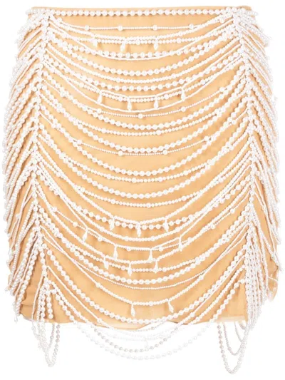 Blumarine Pearl-embellished Skirt In Nude