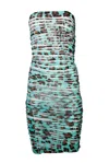 Blumarine Pencil Tule Dress With Leopard Print In Blue