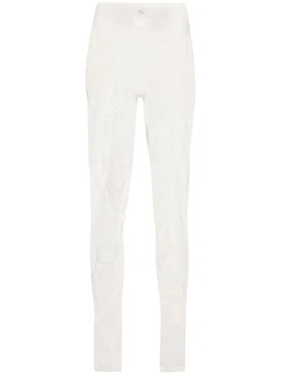Blumarine Perforated Jersey Leggings In 白色