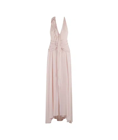 Blumarine Petals Dress In Skin Pink