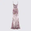 Blumarine Floral Cut-out Dress Spaghetti Straps In Multi