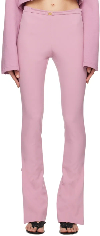 Blumarine Belted Slim-cut Trousers In Mauve