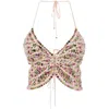 Blumarine Beige Graphic Tank Top In Multicolor