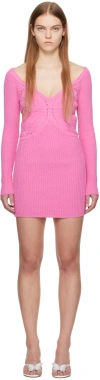 Blumarine Pink Butterfly Minidress In N0731 Geranio