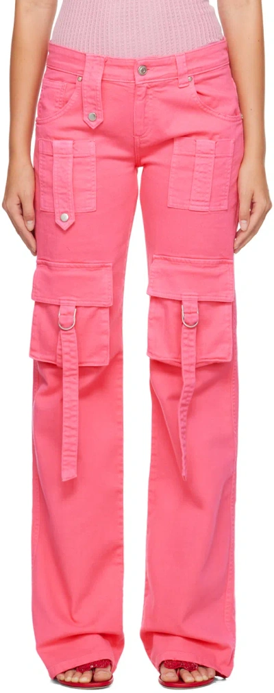 BLUMARINE PINK CINCH STRAP CARGO PANTS