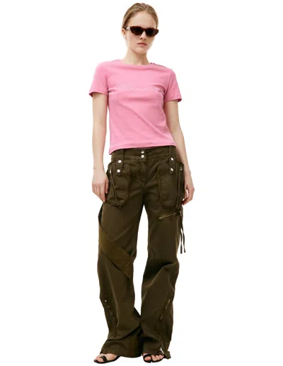 Blumarine Pink Crystal-cut T-shirt