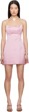 Blumarine Duchess Short Dress Spaghetti Straps In N0113 Dalia Pink