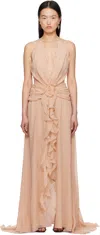 Blumarine Pink Georgette Maxi Dress In N0145 Eyeshadow Pink