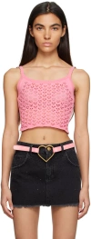 Blumarine Pink Heart Tank Top In N0729 Bubblegum