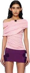 Blumarine Pink Jersey Sablé Blouse In N0114 Pink