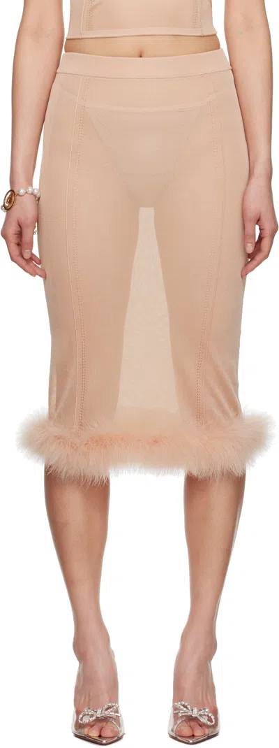 Blumarine Pink Knit Midi Skirt In N0145 Eyeshadow Pink