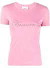 Blumarine Pink Cashmere Cropped Sweater In Pink